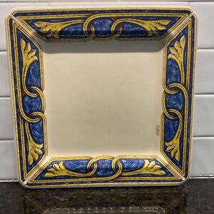 Blue and Gold Square Candy Trinket Decorative Dish